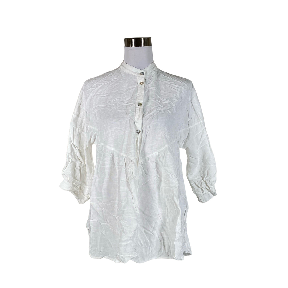 Unisex Rinascimento - Lühikeste käistega pluus, suurus 40 - Looduslik valge (1)