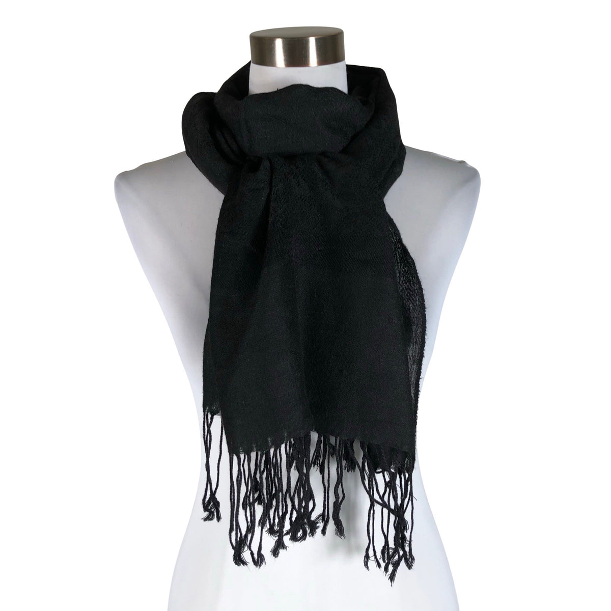 Unisex Pashmina - Õhuke sall, suurus Maxi - Must (1)