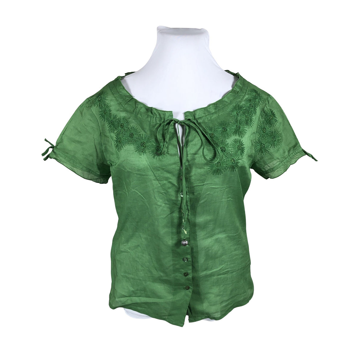 Unisex Bandolera - Lühikeste käistega pluus, suurus 42 - Roheline (1)