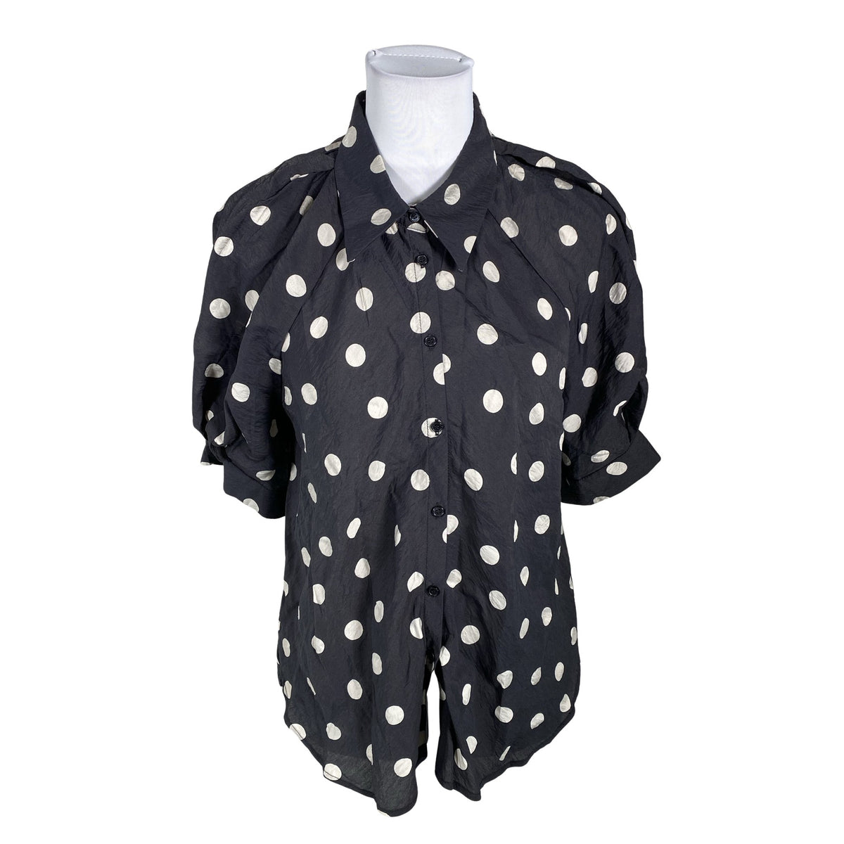 Unisex Lindex - Lühikeste käistega pluus, suurus 40 - Must (1)