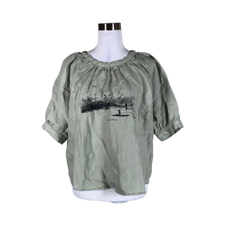 Unisex Piironki - Lühikeste käistega pluus, suurus 38 - Roheline ()