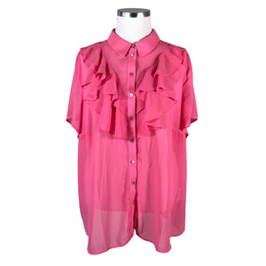 Unisex Zizzi - Lühikeste käistega pluus, suurus 50 - Heleroosa (1)