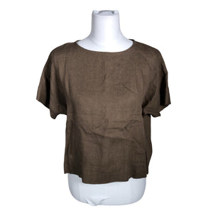 Unisex Linenfox - Lühikeste käistega pluus, suurus 32 - Pruun (1)
