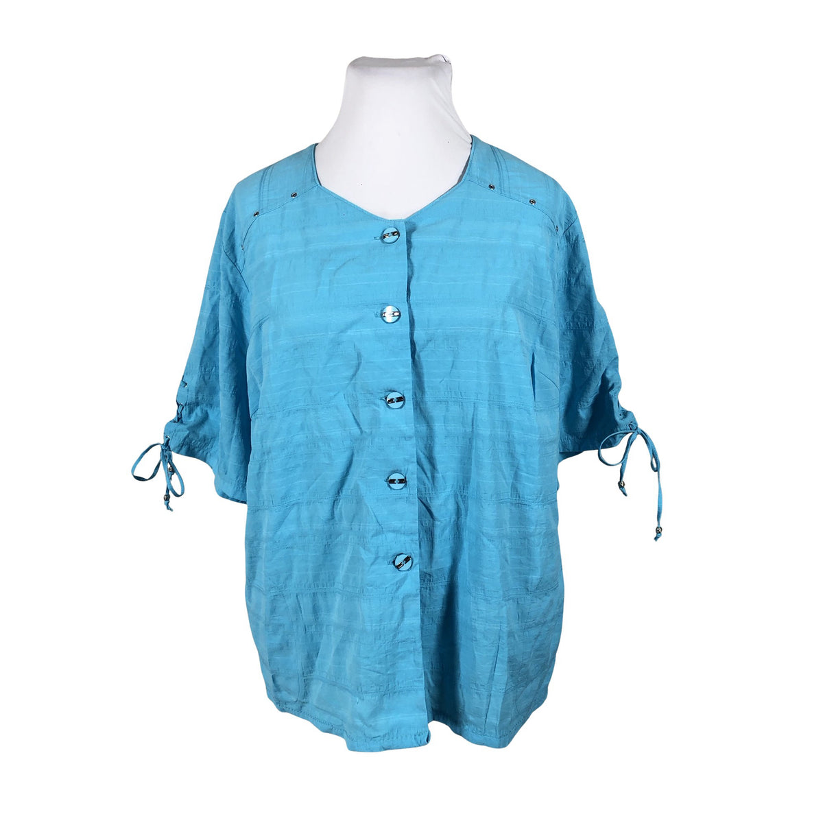 Unisex Lena - Lühikeste käistega pluus, suurus 46 - Türkiis (1)