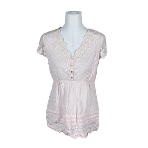 Unisex Cream - Lühikeste käistega pluus, suurus 40 - Heleroosa (1)