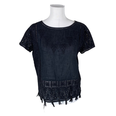 Unisex Maison Scotch - Lühikeste käistega pluus, suurus 40 - Must ()